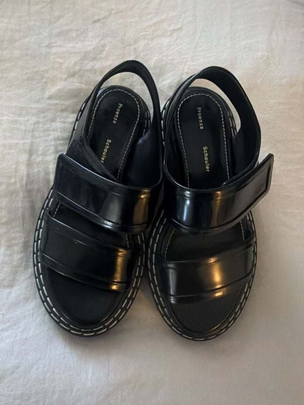 Proenza Schouler Lug Sole Patent Leather Slingback Sandals